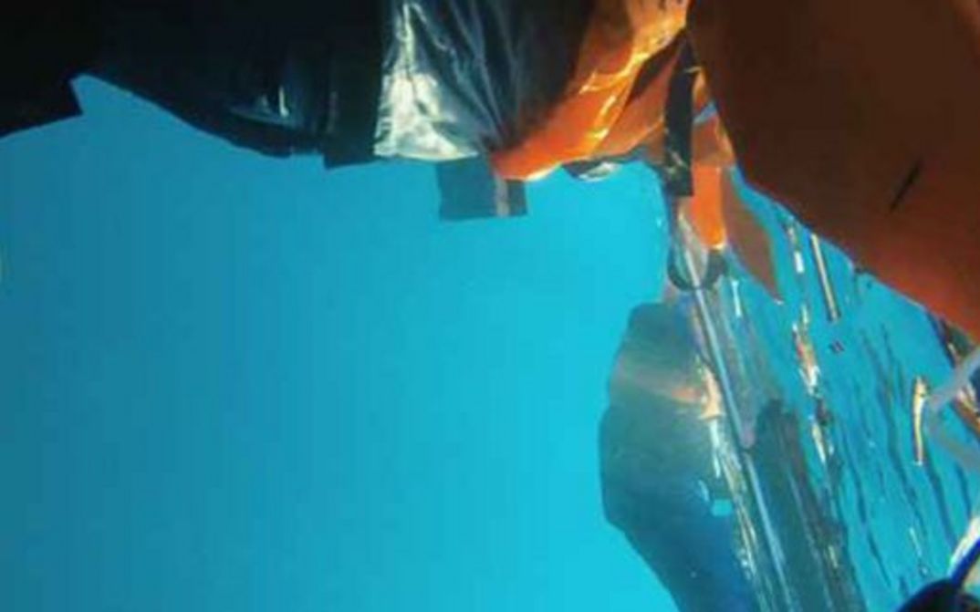 Filmstill from PURPLE SEA by Amel Alzakout and Khaled Abdulwahed