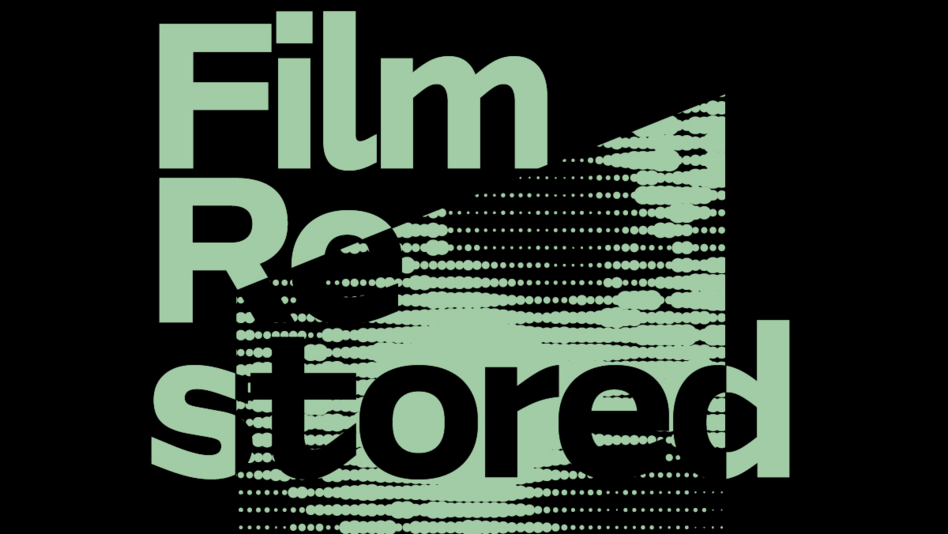 Logo of the Film Restored festival in black and light green.